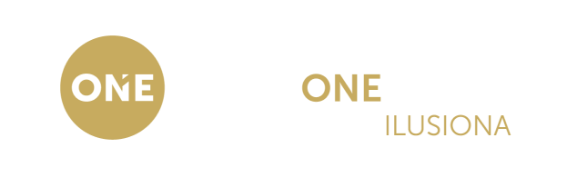 Logotipo y icono Reality One Group Ilusiona Dorado-Blanco